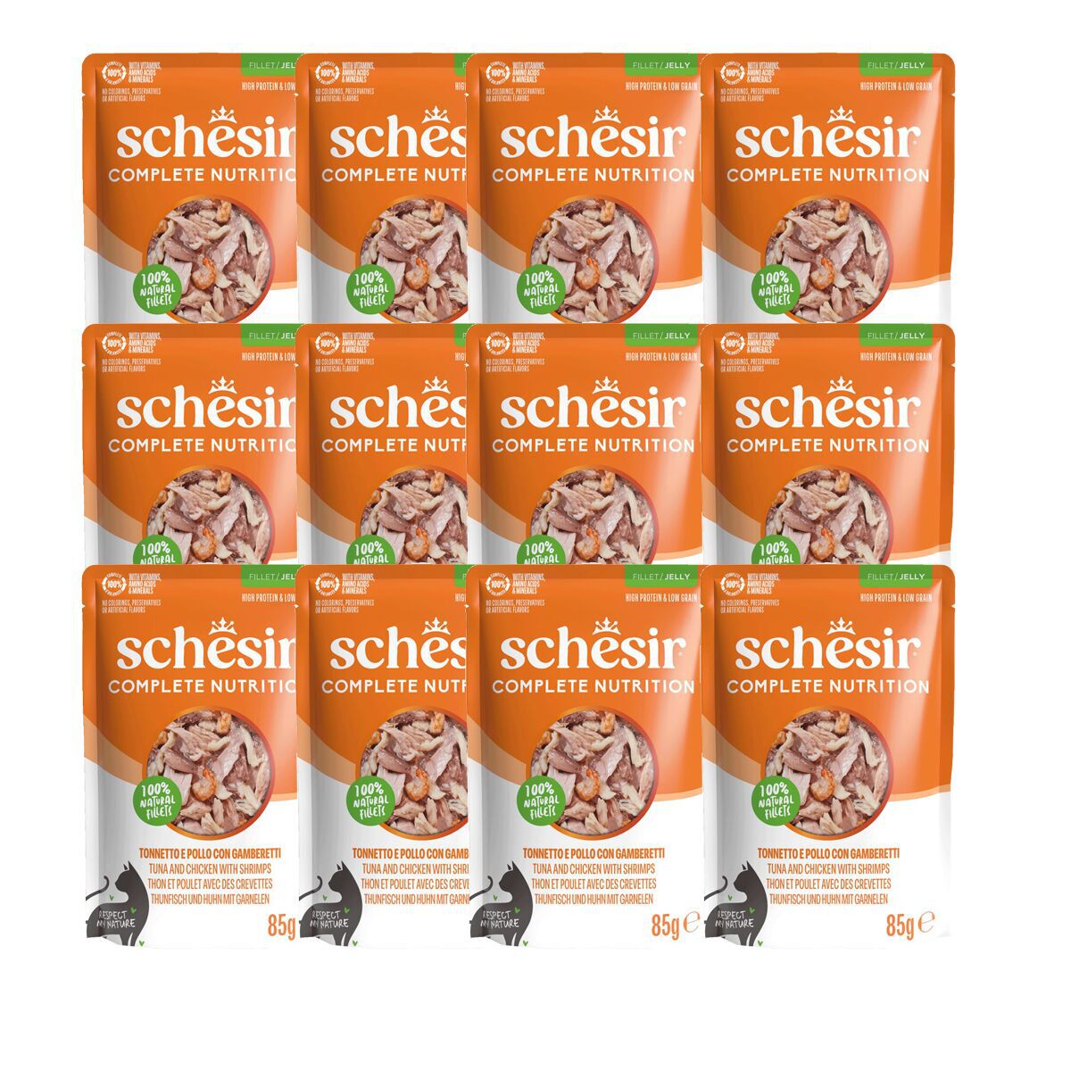 Schesir C&B Tuna chicken shrimps in Jelly Pouch