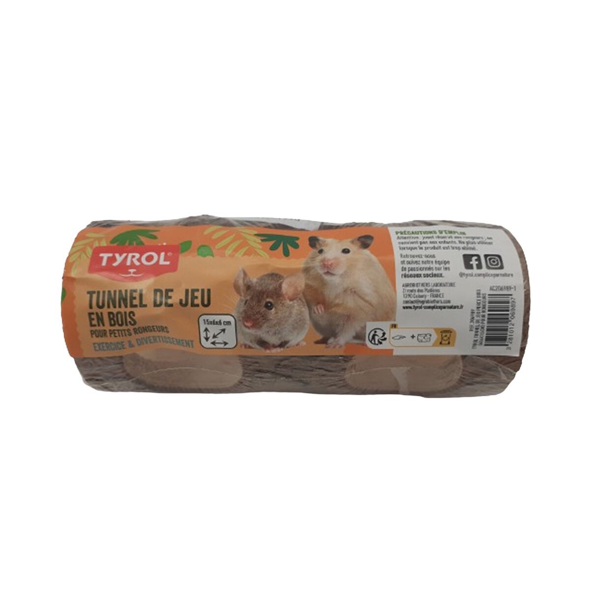 Tyrol Small Animal Play Log 6,5x7x15 cm